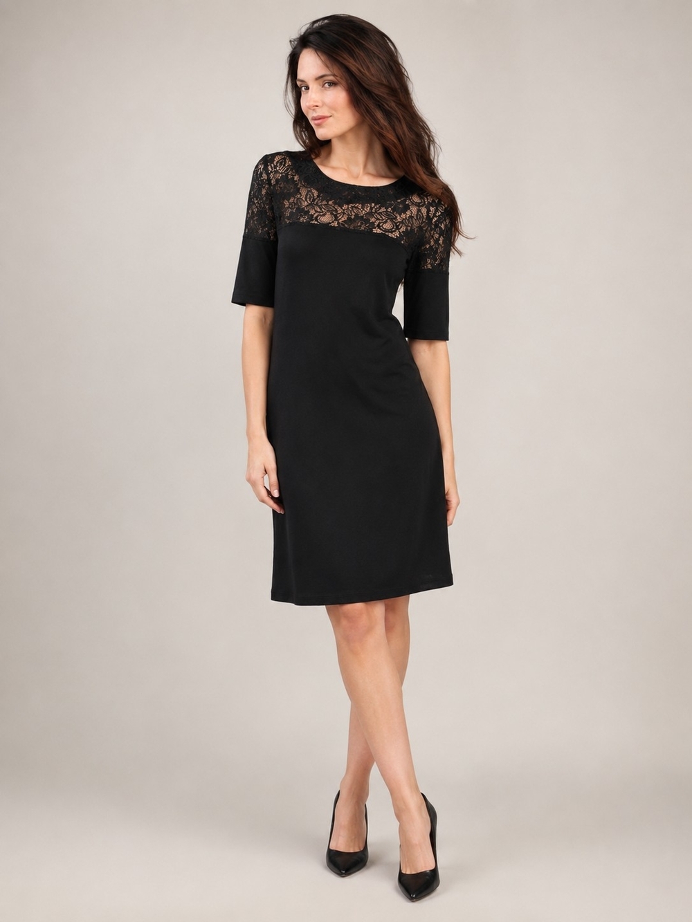 Bcbgmaxazria Lace Neck Dress, Size M,Black